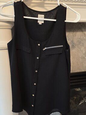 TWIK Simons black sleeveless button up blouse XS